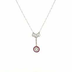 Collier Vintage Or Jaune Diamants & Rubis