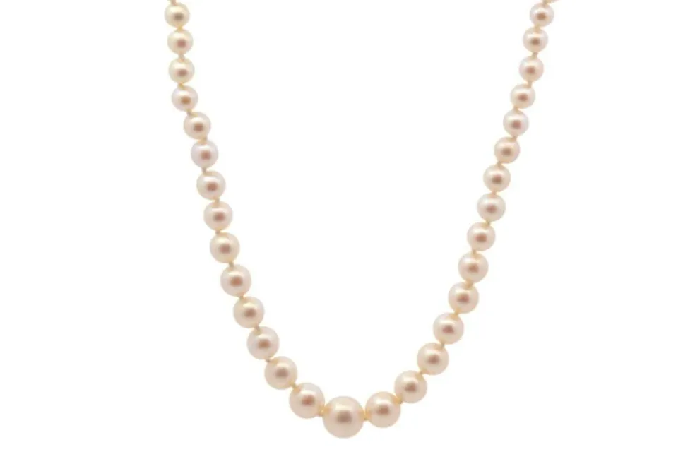 Collier vintage perles de culture et diamants
