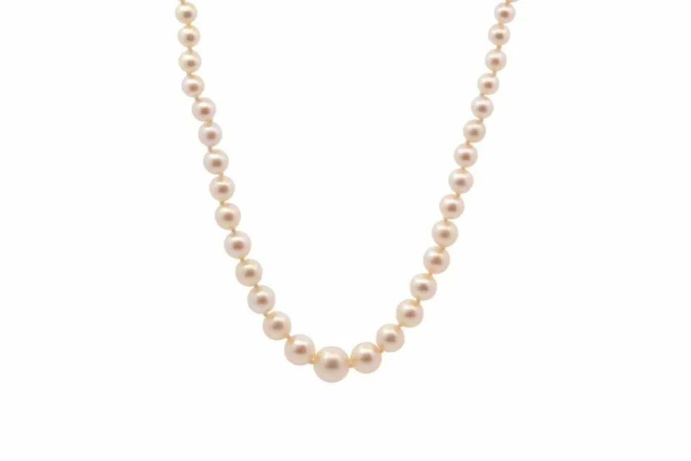 Collier vintage perles de culture et diamants