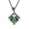 Collier vintage topaze bleue émail