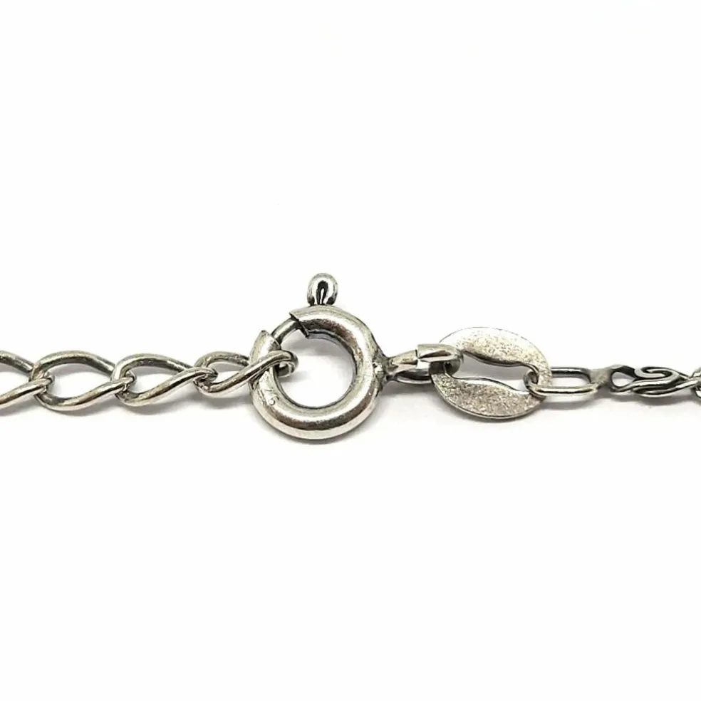 Collier vintage topaze bleue émail argent