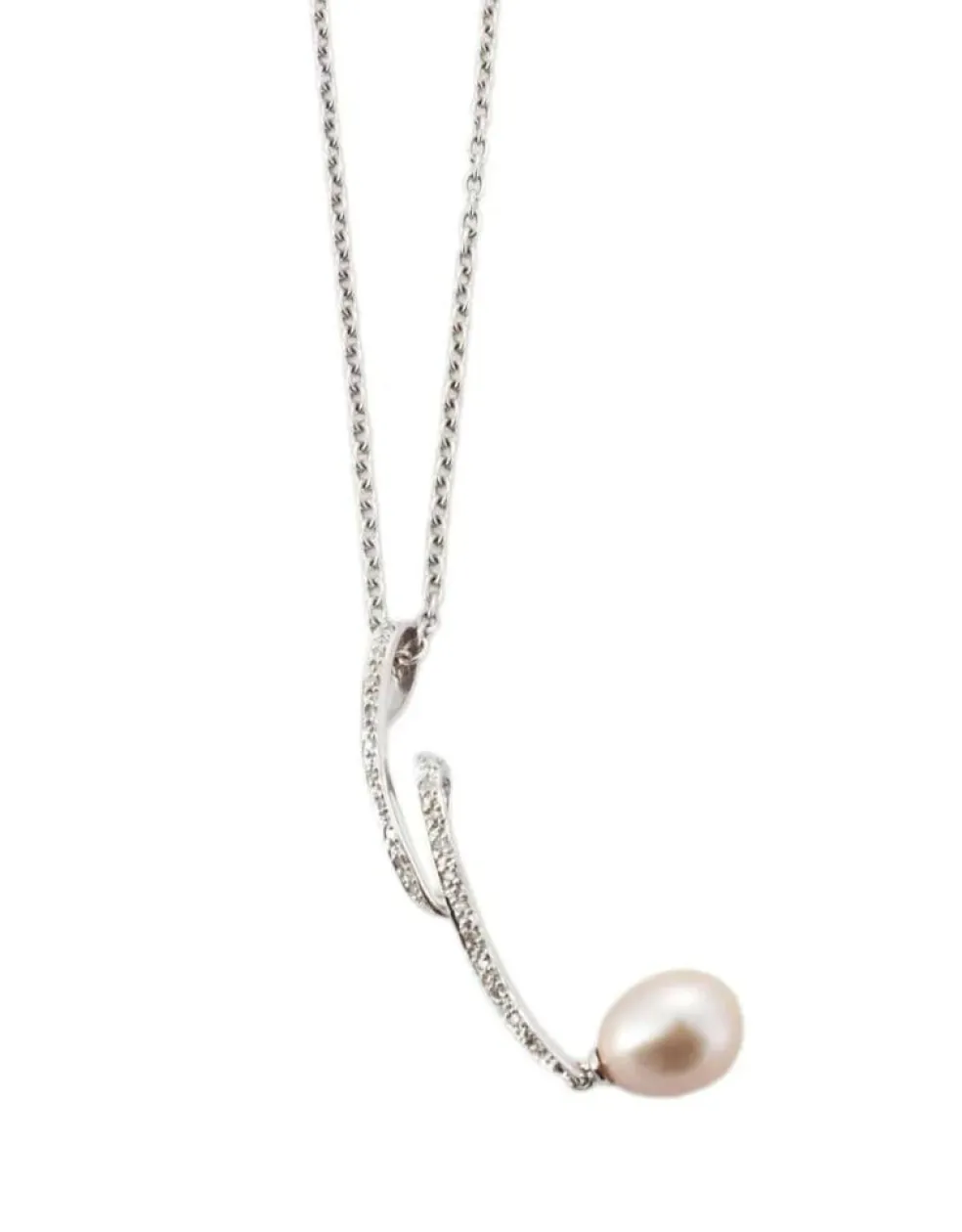 Collier "Yam" Or blanc Perle et Diamants