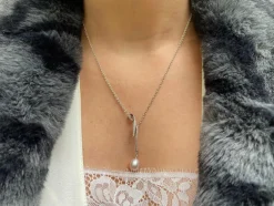 Collier "Yam" Or blanc Perle et Diamants