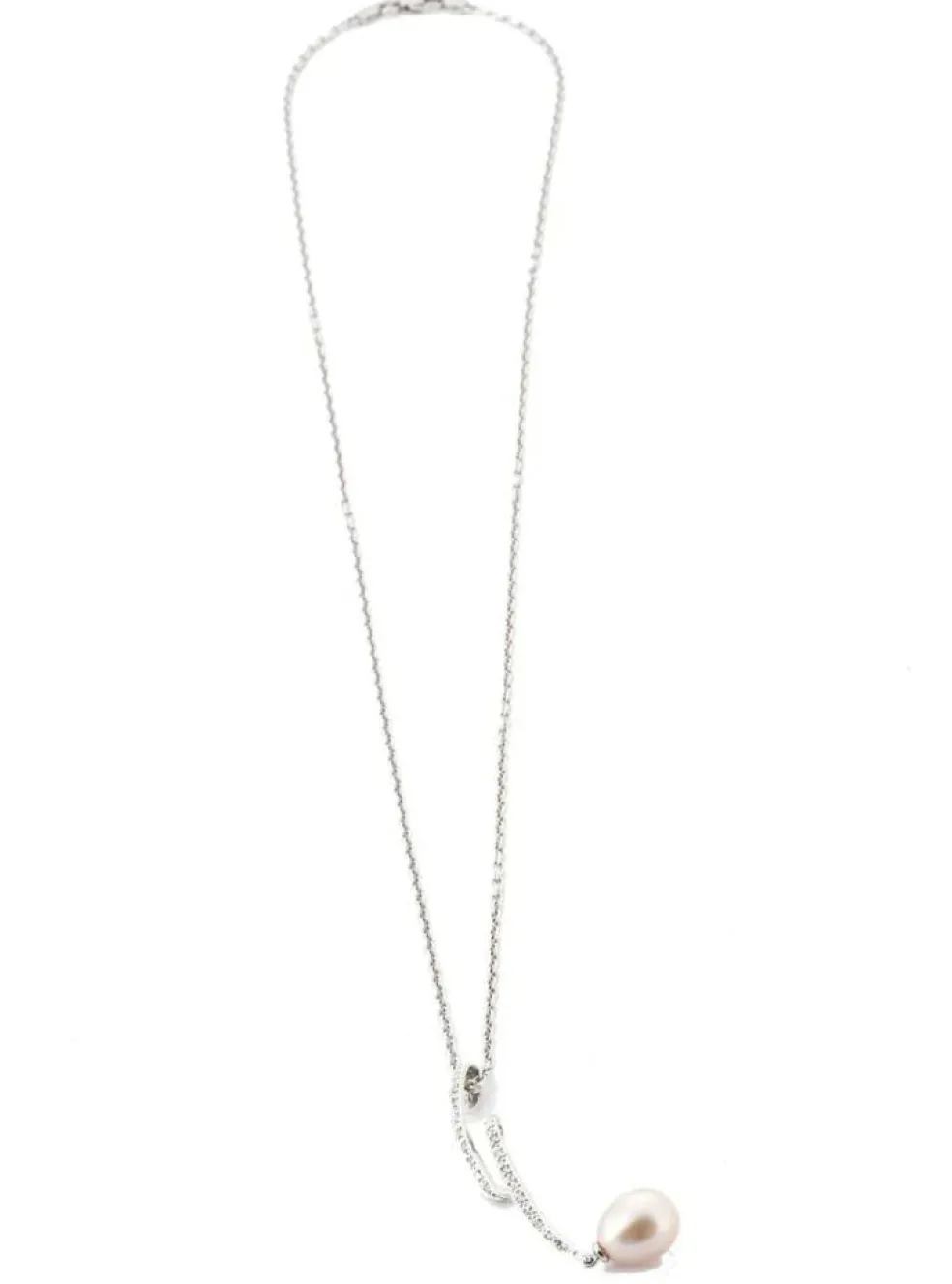 Collier "Yam" Or blanc Perle et Diamants