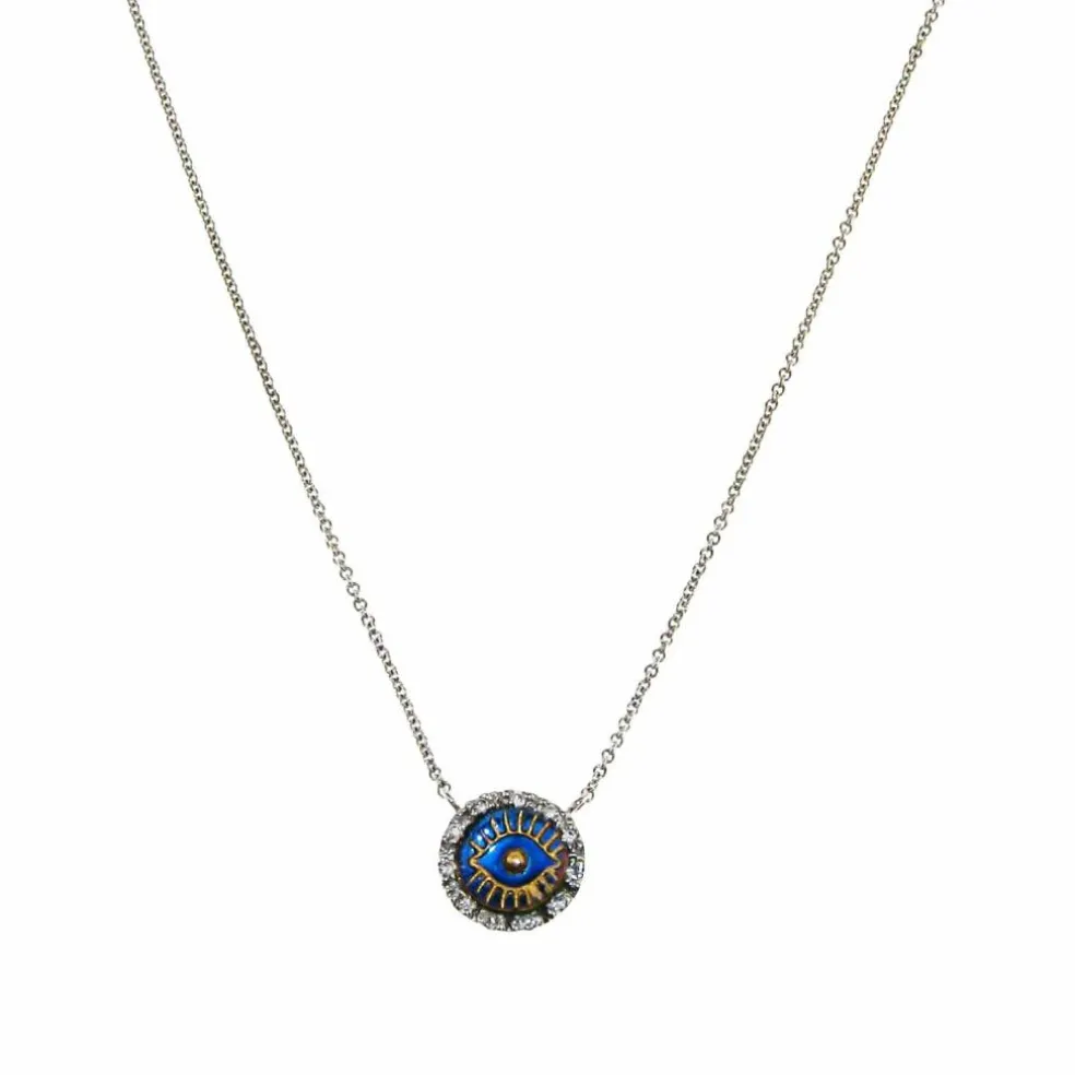 Collier-Pendentif or, Diamants Naturels « EVIL EYE »