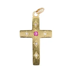 Croix ancienne diamants et rubis