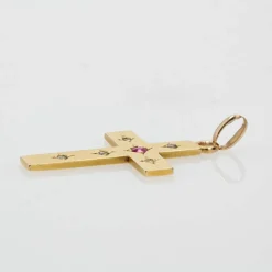 Croix ancienne diamants et rubis