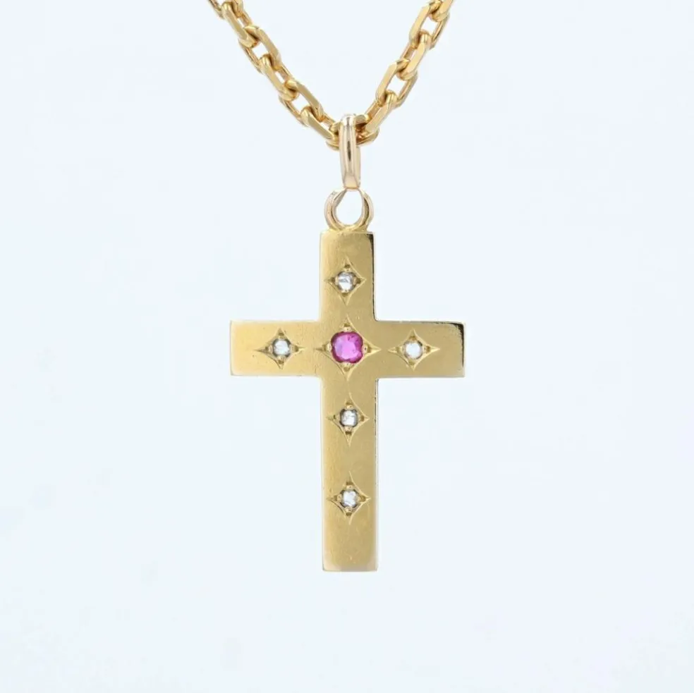 Croix ancienne diamants et rubis