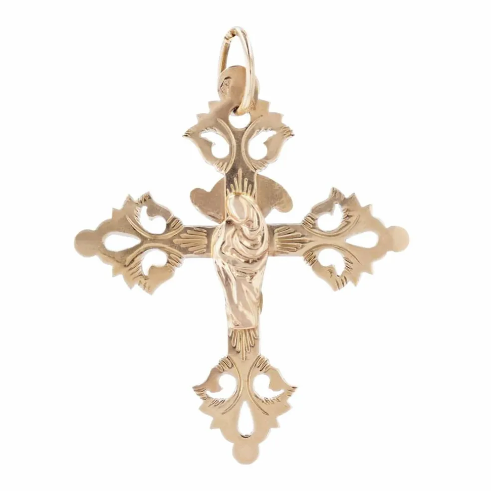 Croix ancienne en or rose