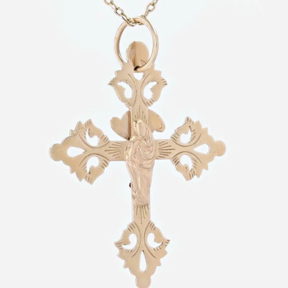 Croix ancienne en or rose