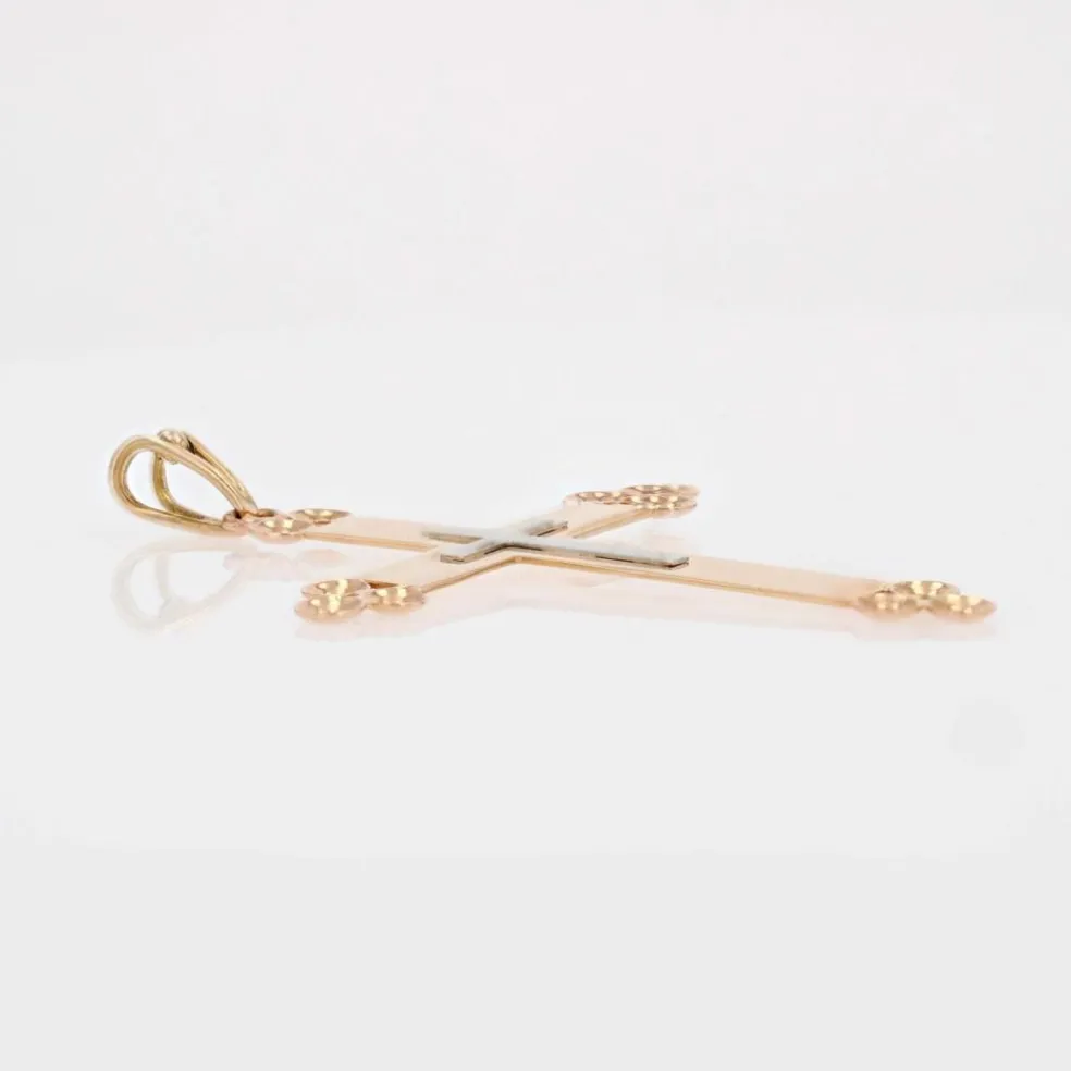 Croix ancienne or rose et or blanc