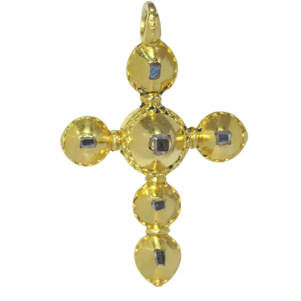 Croix baroque diamants taillés en rose