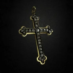 Croix chrétienne orthodoxe Or jaune Argent Diamant