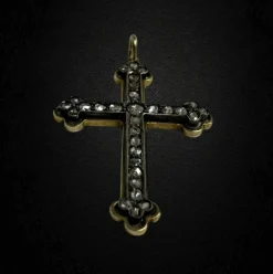 Croix chrétienne orthodoxe Or jaune Argent Diamant