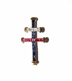 Croix De Lorraine Rubis Saphirs Diamants