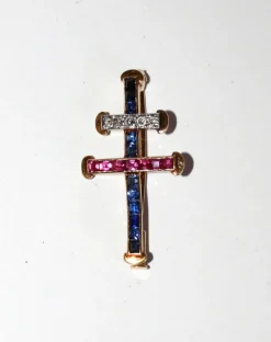 Croix De Lorraine Rubis Saphirs Diamants