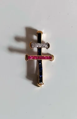Croix De Lorraine Rubis Saphirs Diamants
