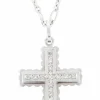 Croix en diamant or gris sur chaine