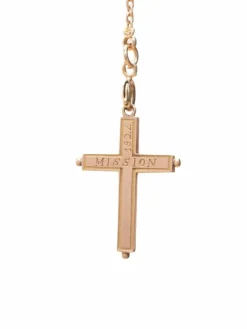 Croix formant reliquaire en or rose 18K (750°/00) gravée sur le dessus de la mention "MISSION 1824"