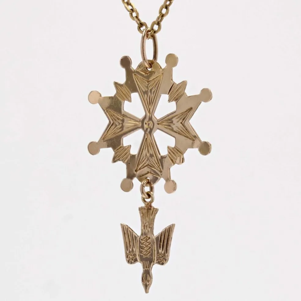 Croix huguenote or jaune