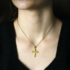 Croix or jaune lisse et mat