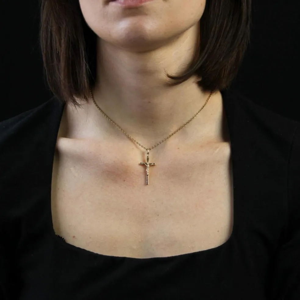Croix or rose avec Christ