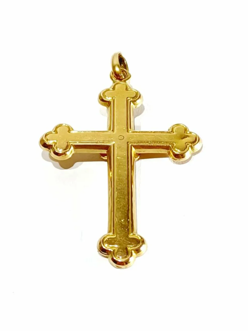 Croix or rose et perles