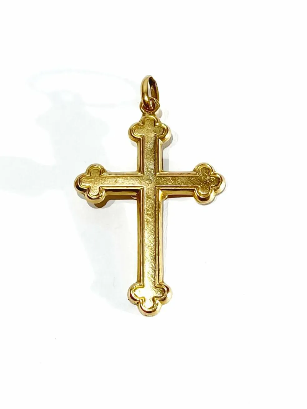 Croix or rose et perles