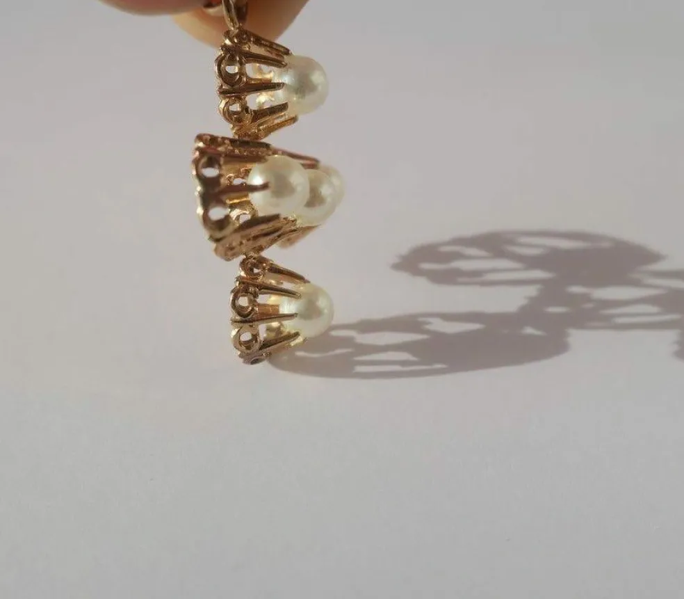 Croix or rose perles XIXe