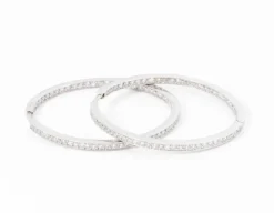 Créoles en or gris, diamants