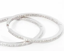 Créoles en or gris, diamants
