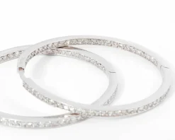 Créoles en or gris, diamants