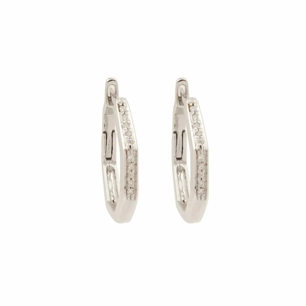 Créoles octogonales diamants or gris