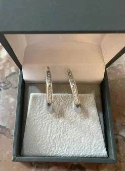 Créoles octogonales diamants or gris