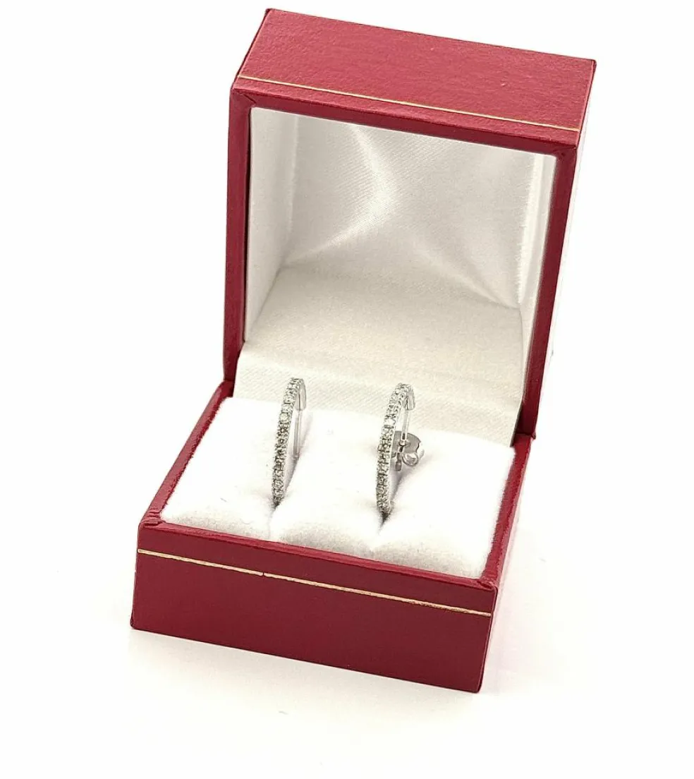 Créoles or blanc 18 carats et diamants
