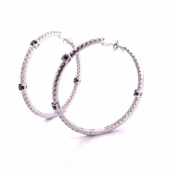 Créoles or blanc diamants blancs et noirs