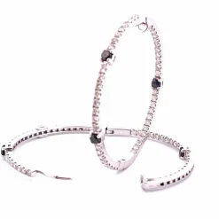 Créoles or blanc diamants blancs et noirs