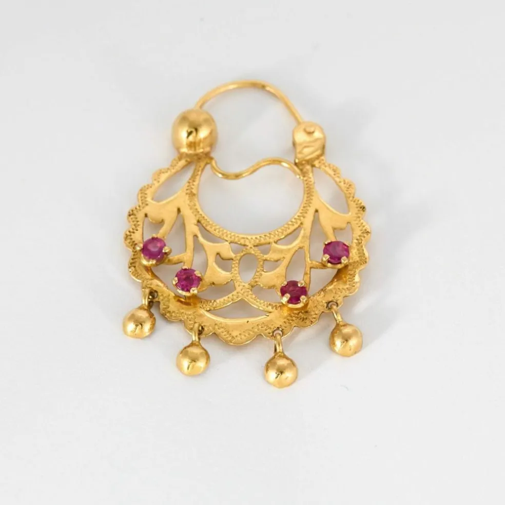 Créoles savoyardes or jaune et rubis