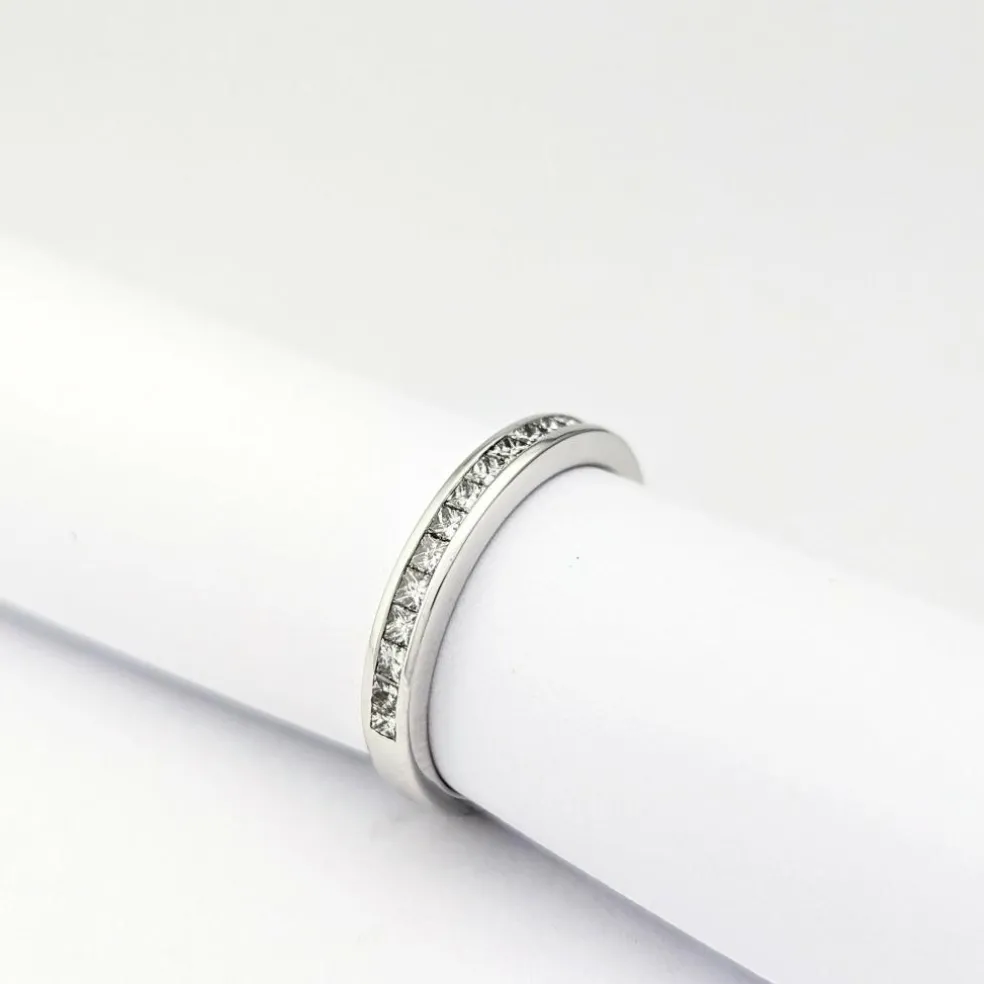 Demi - alliance or blanc et diamants