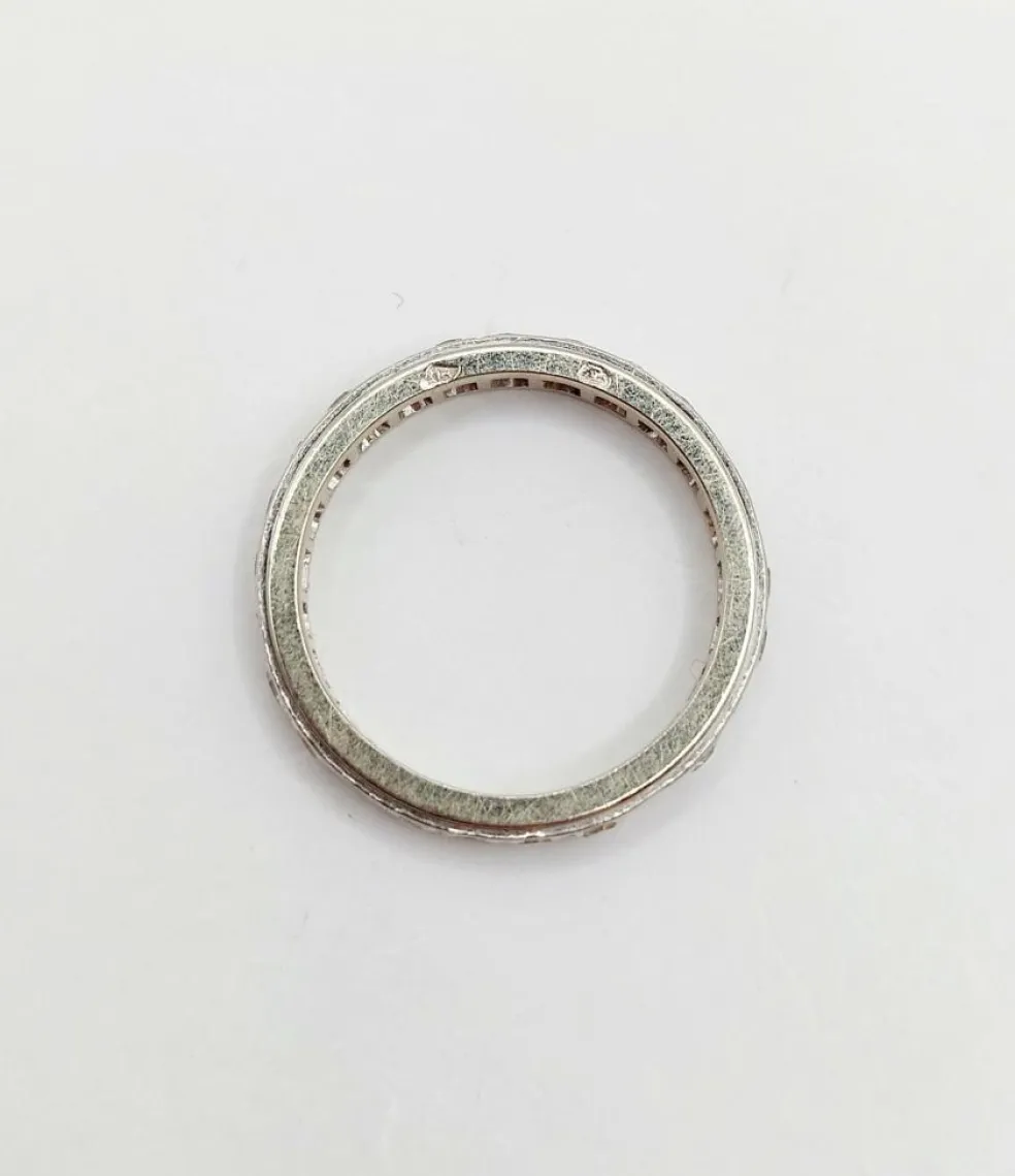 Demi alliance américaine Art Déco or blanc et 0,78 carat diamants