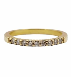 Demi alliance Art Déco or jaune ornée de 9 diamants