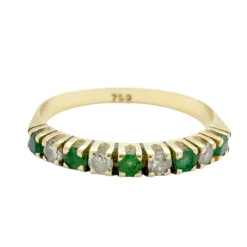 Demi alliance en or jaune émeraudes et diamants