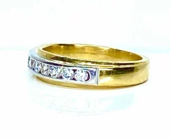Demi alliance en or jaune et or blanc 18 carats et diamants