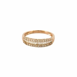 Demi alliance en or rose et diamants