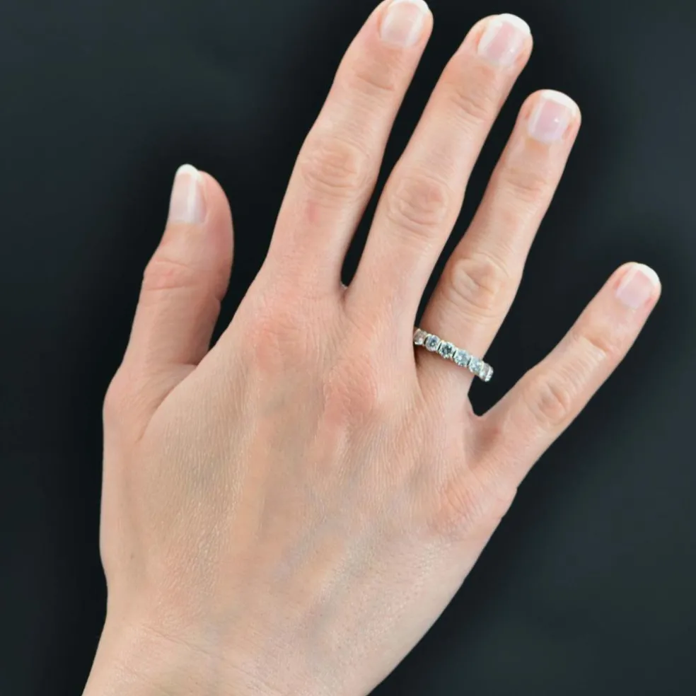 Demi alliance or blanc et diamants brillants
