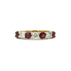 Demi Alliance or jaune diamants rubis