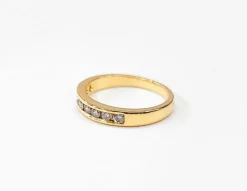 Demi alliance or jaune diamants