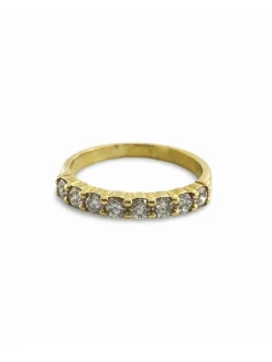 Demi alliance or jaune et diamants