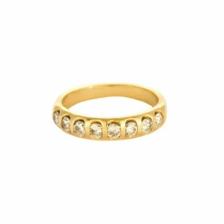 Demi alliance or jaune et diamants