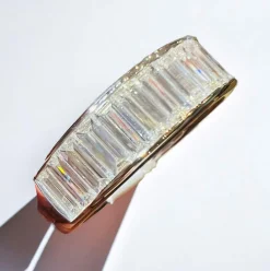 Demi-alliance 13 diamants taille baguette or blanc